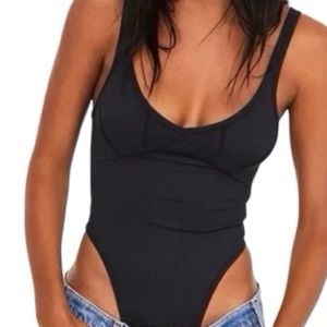 For Love and Lemons Clara retro ribbed thong bodysuit